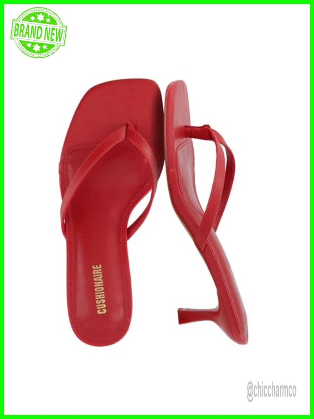 Miami Kitten Heel Thong Sandals Slip On Memory Foam Faux Leather